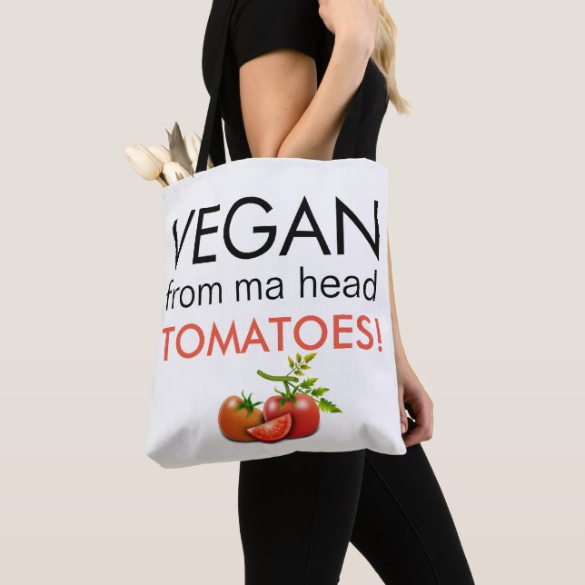 Tote Bag Typographie amusante Vegan De Ma Head Tomates (De près)