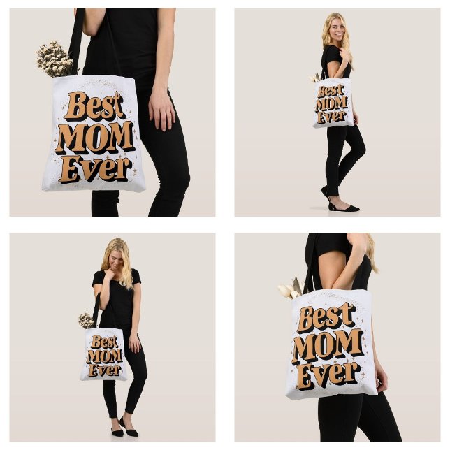 Tote Bag Typographie Assez Unique Meilleure Maman De Tous L (Pretty Unique Typography Best Mom Ever Tote Bags)