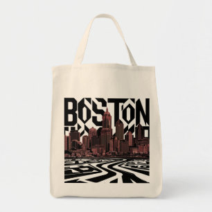 Tote Bag Typographie Boston Skyline de la ville, Boston