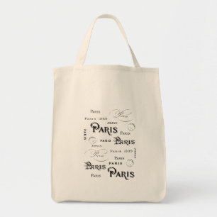 Tote Bag Typographie Calligraphie Paris France Tour Eiffel