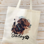 Tote Bag Typographie Cool simple et moderne Nom et photo<br><div class="desc">Ce design simple et moderne est composé d'une typographie de script simple et moderne. Ajoutez une photo d'animal de compagnie personnalisée.</div>
