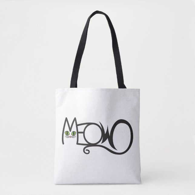 Tote Bag Typographie de chat Miaou (Devant)