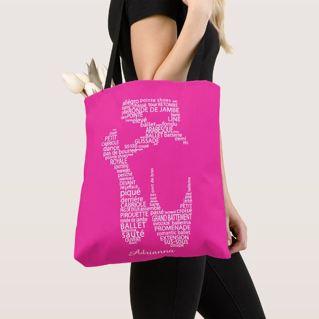 Tote Bag Typographie de chaussure de ballet personnalisée  (Créateur téléchargé)