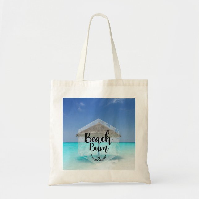 Tote Bag Typographie de cloche de plage - Parapluie sur la  (Devant)
