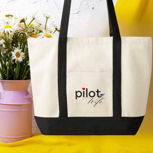 Tote Bag Typographie de femme de pilote & Avion simple, min (Créateur téléchargé)