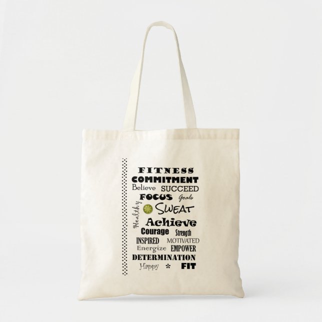 Tote Bag Typographie de la condition physique motivationnel (Devant)