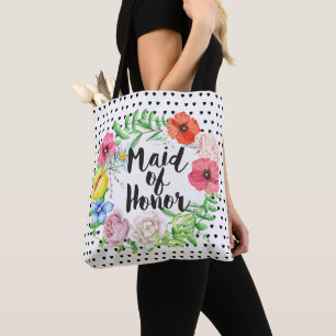 Tote Bag Typographie de la servante de Bridesmaid Aquarelle