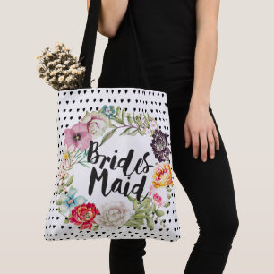 Tote Bag Typographie de la servante de Bridesmaid Aquarelle