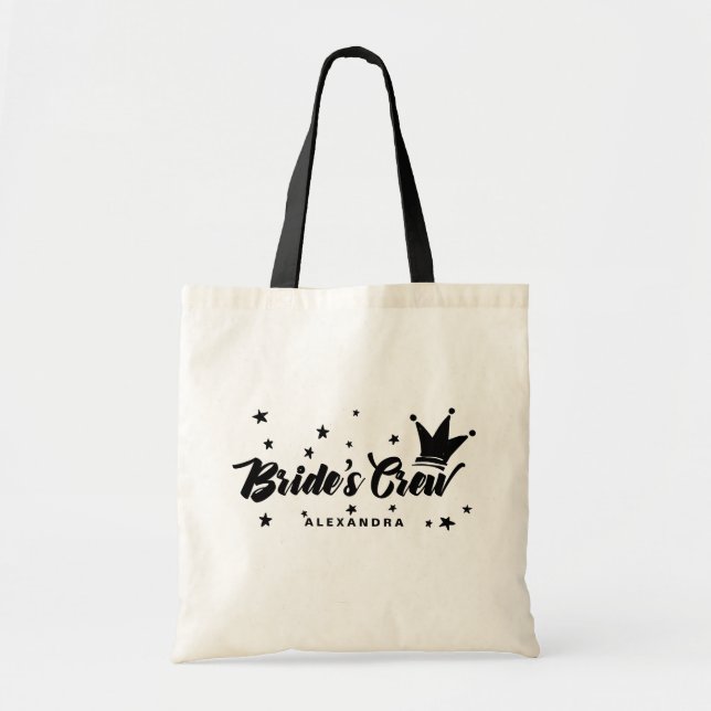 Tote Bag Typographie de l'équipage de la mariée noire Couro (Devant)