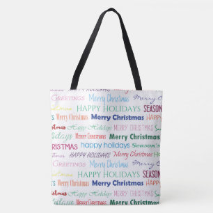 Tote Bag Typographie de Noël Motif Plutôt coloré