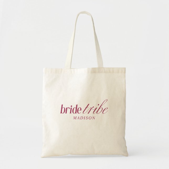 Tote Bag Typographie de script de tribu de mariée élégante  (Devant)