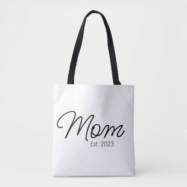 Tote Bag Typographie de script noir Maman établie (Devant)