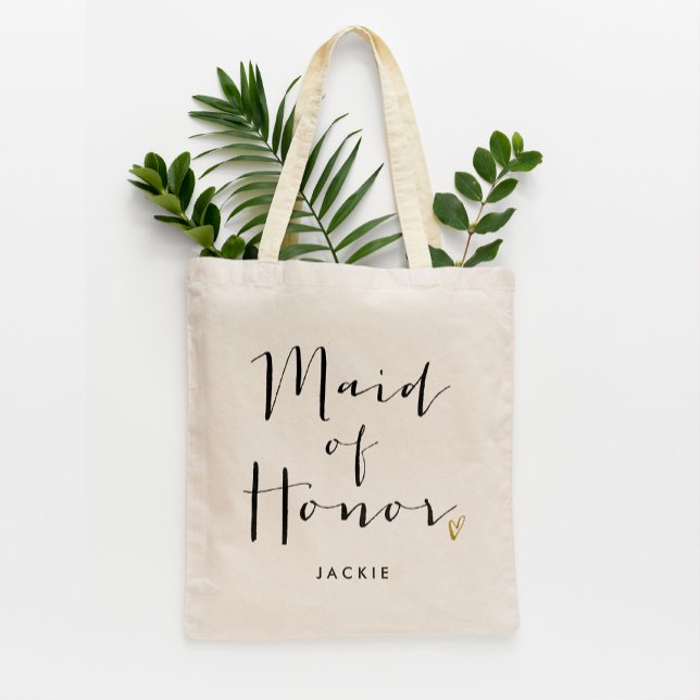 Tote Bag Typographie de script tendance "Maid of Honor" (Créateur téléchargé)