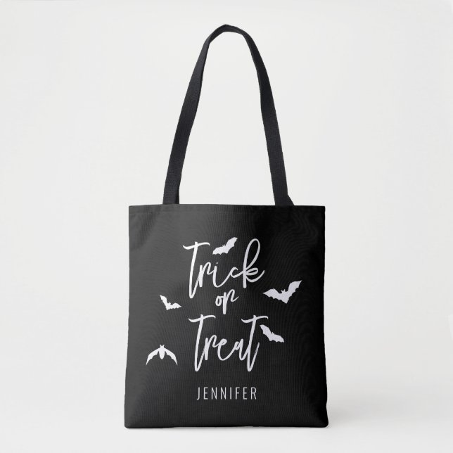 Tote Bag Typographie Des Chauves-Chauves Noires Et Blanches (Devant)