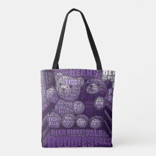 Tote Bag Typographie des meilleurs amis Teddy Bear Word Clo