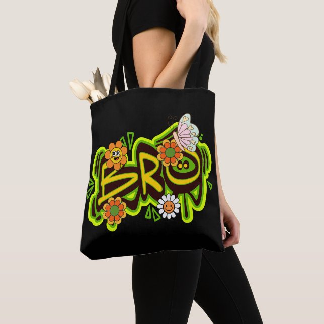 Tote Bag Typographie d'illustration Good Vibes (De près)