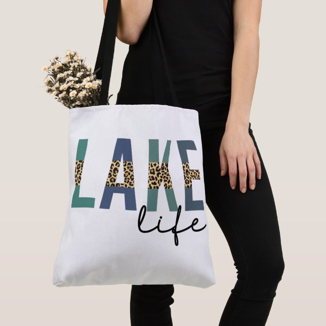 Tote Bag Typographie d'impression de Lake Life Cheetah (De près)