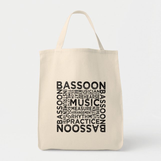 Tote Bag Typographie du basson (Devant)