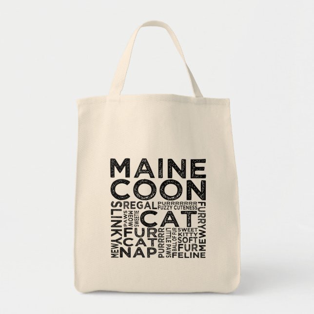 Tote Bag Typographie du chat Maine Coon (Devant)