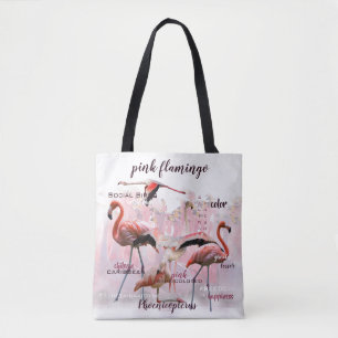 Tote Bag Typographie du Flamant rose rose  Customisé