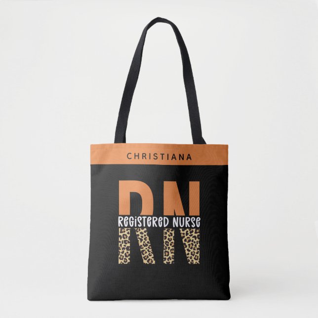 Tote Bag Typographie du léopard de l'infirmière autorisée (Devant)