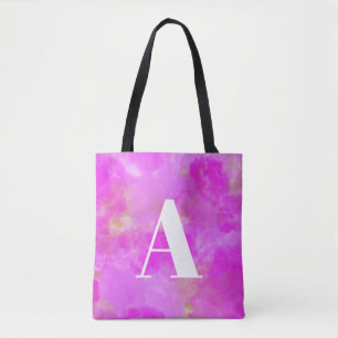 Tote Bag Typographie du monogramme rose chaud