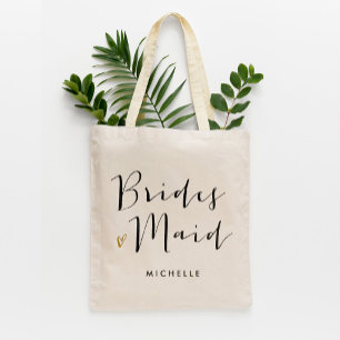 Tote Bag Typographie du script de brosse "Bridesmaid"