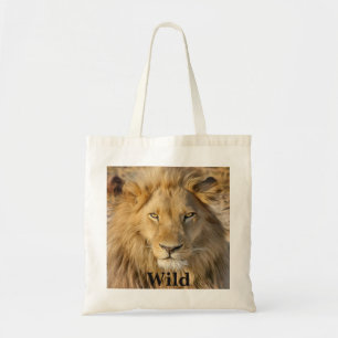 Tote Bag Typographie et belle photo d'un lion sauvage