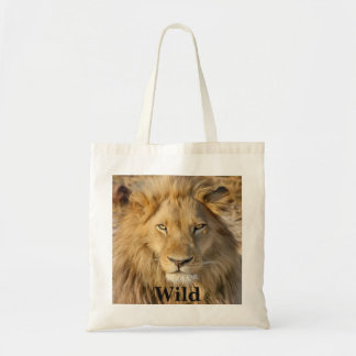 Tote Bag Typographie et belle photo d'un lion sauvage