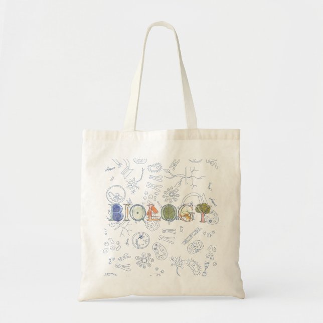 Tote Bag Typographie et diagrammes de biologie (Devant)