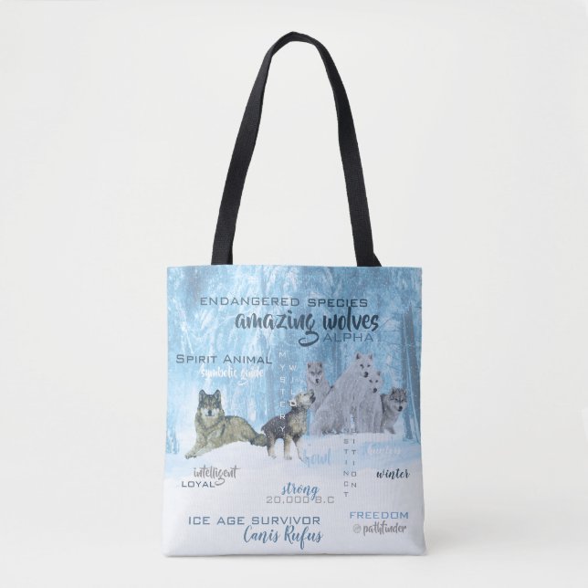 Tote Bag Typographie Extraordinaire des loups | Personnalis (Devant)