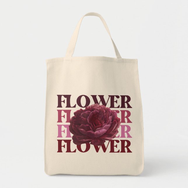 Tote Bag 'Typographie Fleur Audacieuse' Esthétique Florale  (Devant)