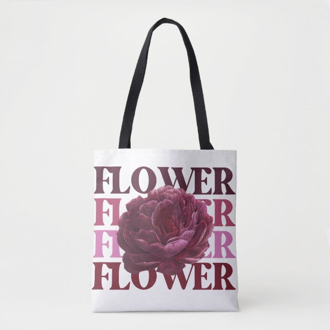 Tote Bag 'Typographie Fleur Audacieuse' Esthétique Florale  (Devant)