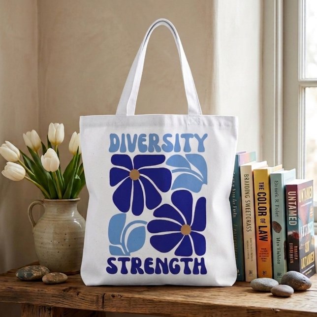 Tote Bag Typographie florale rétro de force de diversité (Créateur téléchargé)