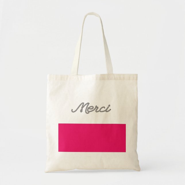 Tote Bag Typographie française de rose de Merci de mot de (Devant)