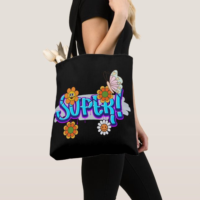 Tote Bag Typographie Good Vibes (De près)
