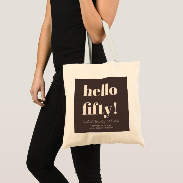 Tote Bag Typographie Gras Brun Moderne Anniversaire 50 Ans  (Devant (produit))