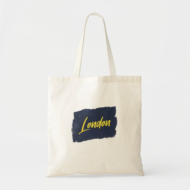 Tote Bag Typographie jaune manuscrite de Londres (Devant)