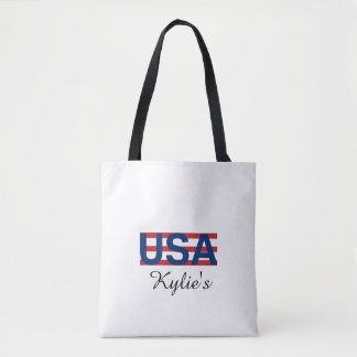 Tote Bag Typographie minimaliste moderne rouge et bleu des 