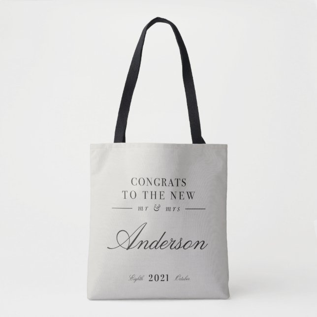 Tote Bag Typographie moderne et classe M. et Mme mariage (Devant)