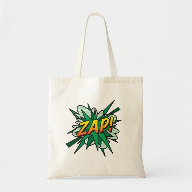 Tote Bag Typographie Moderne Fun de Bande Dessinée ZAP (Devant)