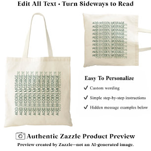 Tote Bag Typographie Moderne Message Secret Personnalisé GG