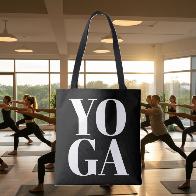 Tote Bag Typographie moderne noir et blanc yoga entraînemen (yoga tote bag)