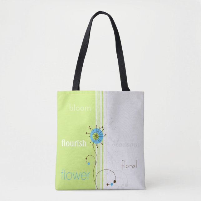 Tote Bag Typographie moderne simple à fleurs verte (Devant)