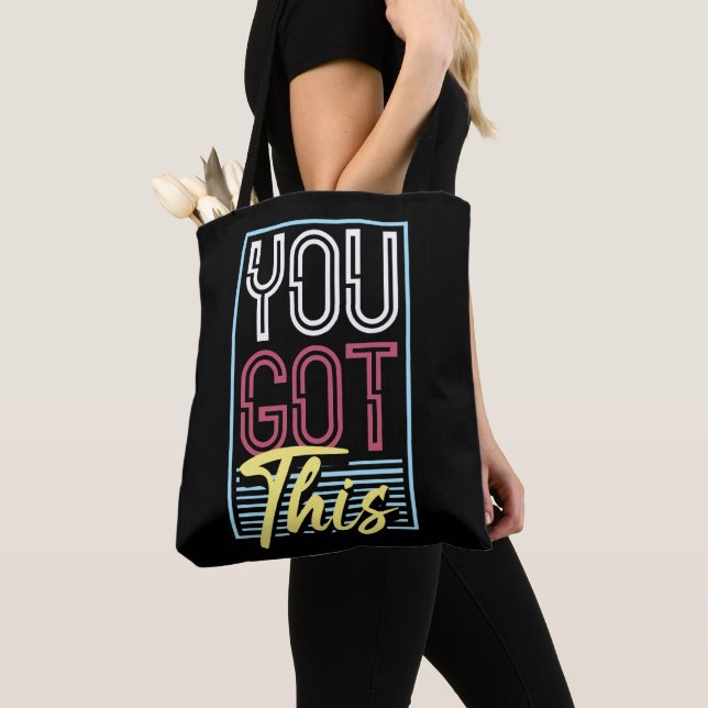 Tote Bag Typographie Motivationnelle Rétro Néon "Vous Y Arr (De près)