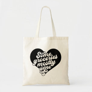 Tote Bag Typographie noire minimaliste Rétro Amusante Vin