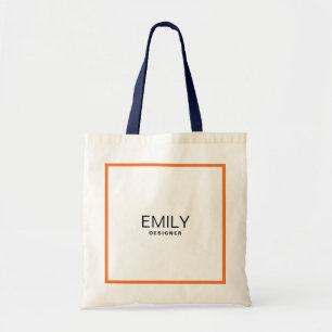 Tote Bag Typographie noire moderne Bordure orange