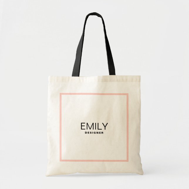 Tote Bag Typographie noire moderne Bordure rose (Devant)