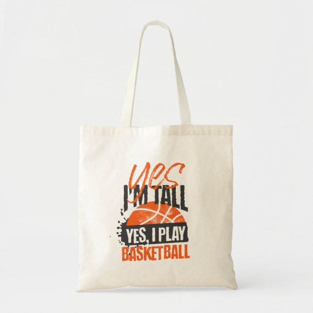 Tote Bag Typographie Oui Je Joue Au Basket (Devant)
