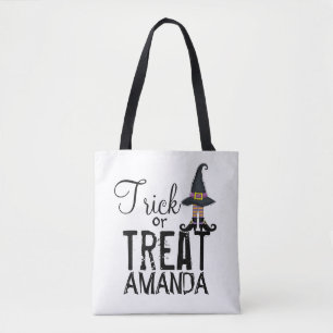 Tote Bag Typographie personnalisée noire Whimsy Witch